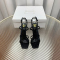 BALMAIN 25S MONETA SANDAL 95MM IN BLACK CALFSKIN