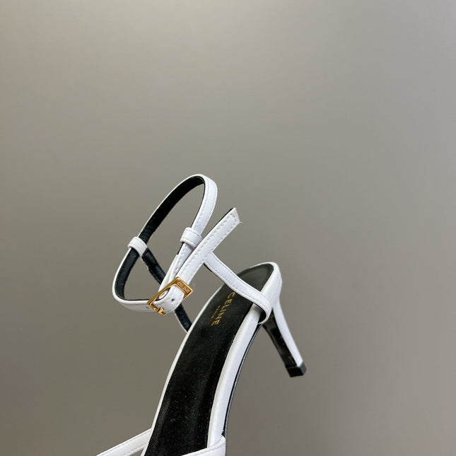 CELINE 26S KNOT STRAPPY SANDALS 60MM IN WHITE CALFSKIN
