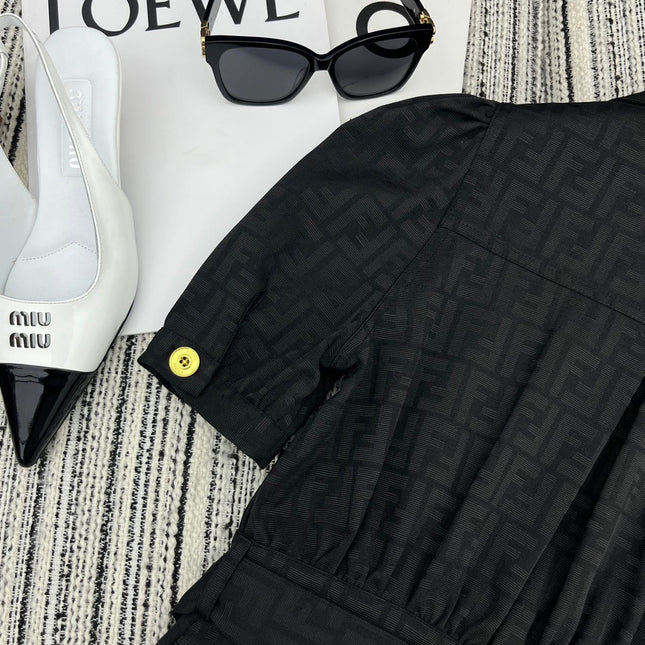 FENDI 26S PUFF-SLEEVE COLLARED DRESS 338