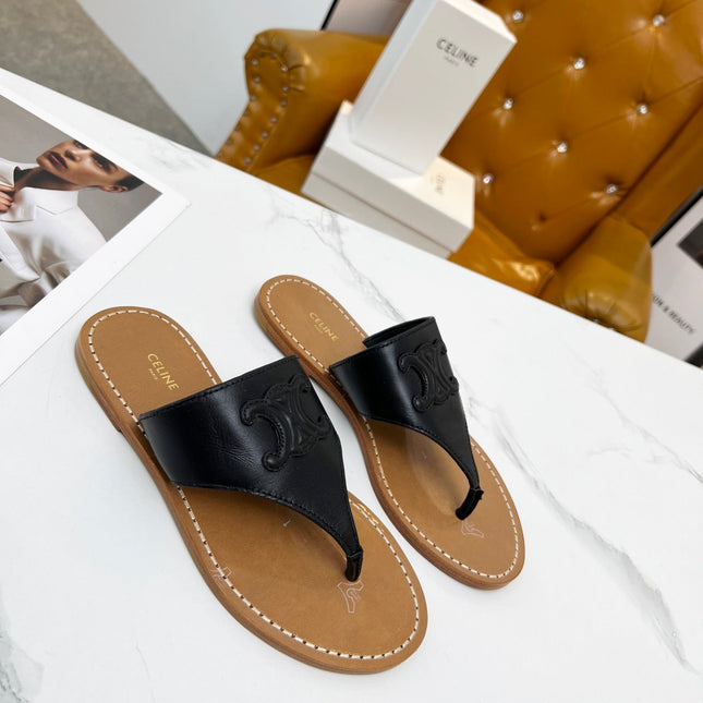 THONG MULE IN BLACK CALFSKIN