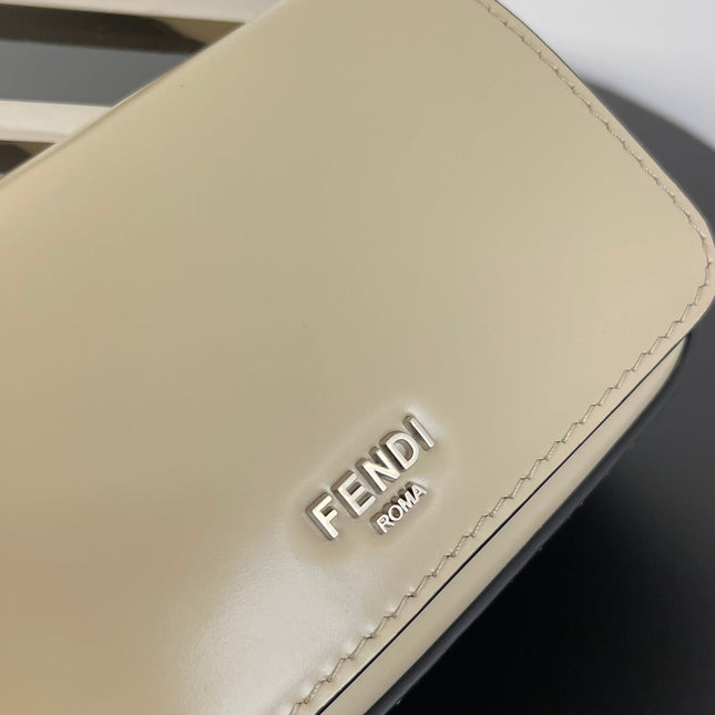 FENDI MINI FIRST SIGHT 13 BAG IN TAN BROWN CALFSKIN WITH SILVER HARDWARE