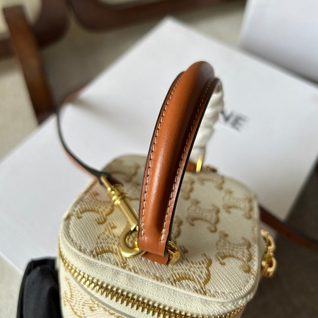 CELINE 26S MINI VANITY CASE 9 IN CREAM WHITE CALFSKIN
