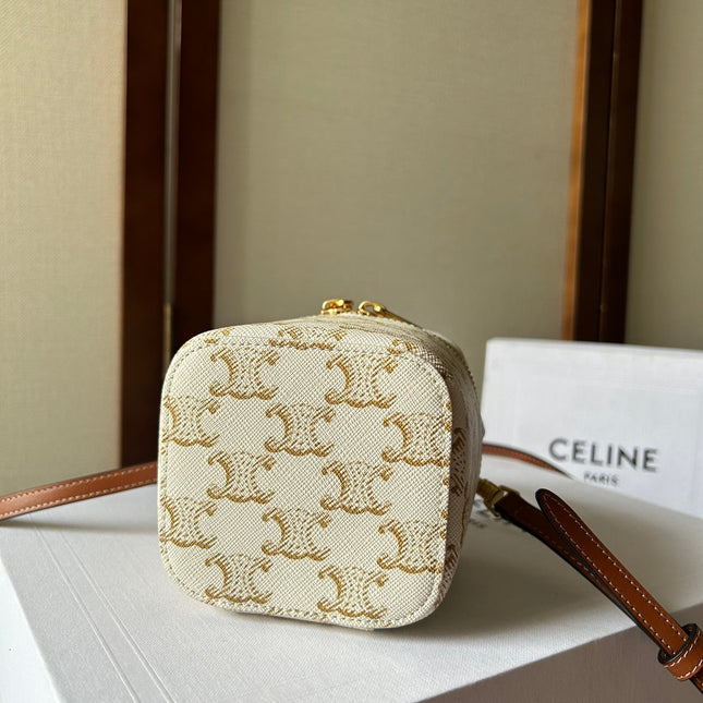 CELINE 26S MINI VANITY CASE 9 IN CREAM WHITE CALFSKIN