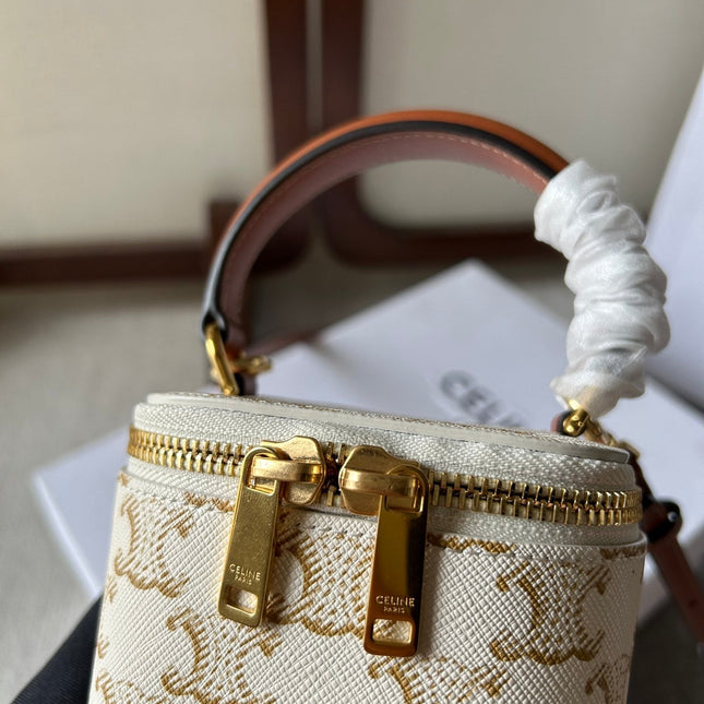 CELINE 26S MINI VANITY CASE 9 IN CREAM WHITE CALFSKIN