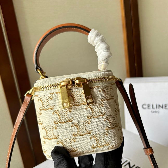 CELINE 26S MINI VANITY CASE 9 IN CREAM WHITE CALFSKIN