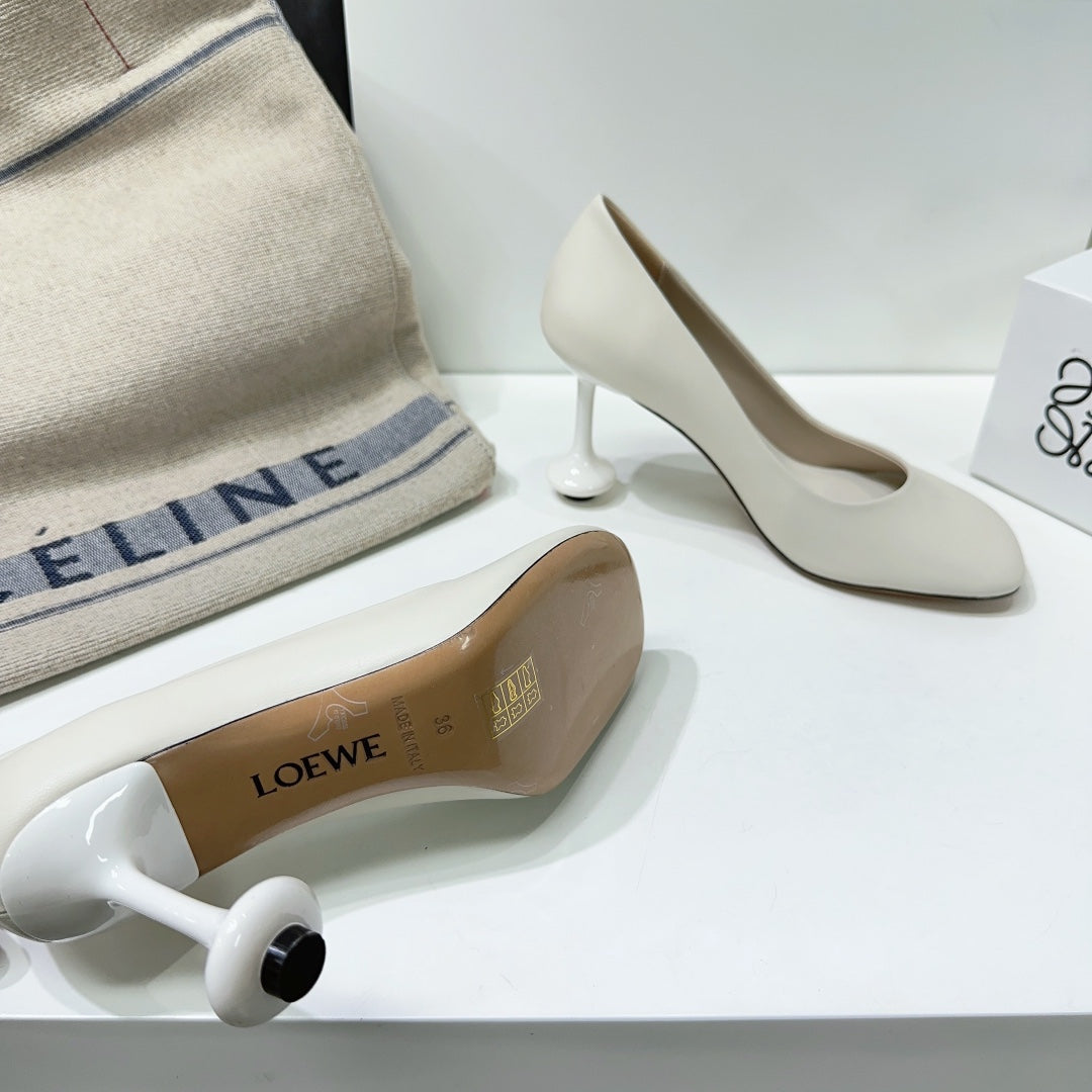 LW TOY PUMP 95 WHITE CALFSKIN