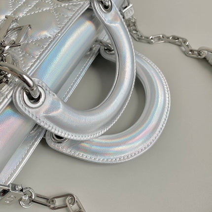 D-JOY BAG 22 IN SILVER LAMBSKIN