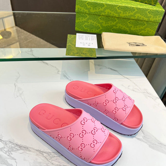 PLATFORM SANDALS IN BABY PINK MONOGRAM IMPORTED TPU