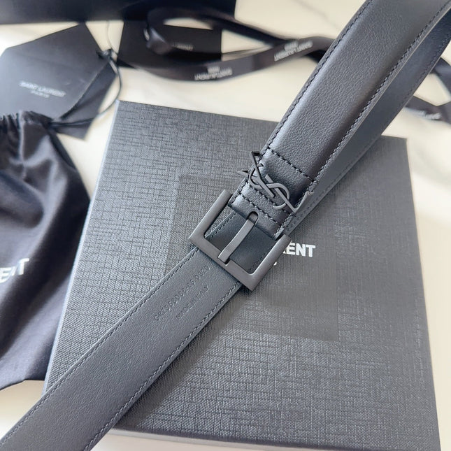 YSL 25S BELT 30 MM IN BLACK CALFSKIN 540221