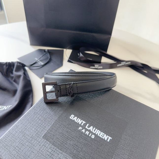YSL 25S BELT 20 MM IN BLACK CALFSKIN 540224