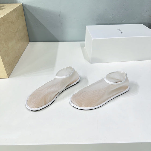 THE ROW 26S SOCK FLATS IN WHITE MESH