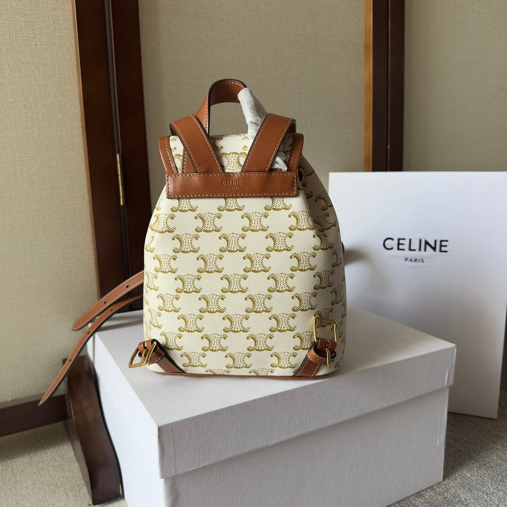 SMALL FOLCO BACKPACK 20 IN WHITE TRIOMPHE CANVAS