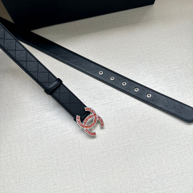CHANEL 25S BELT 30 MM IN BLACK CALFSKIN 616961