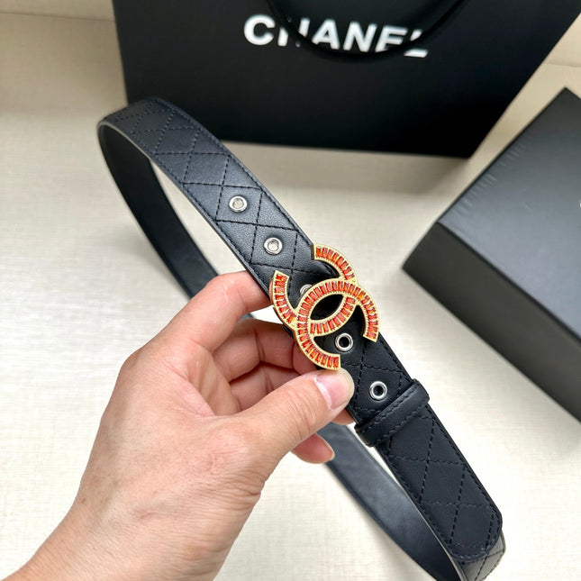 CHANEL 25S BELT 30 MM IN BLACK CALFSKIN 616961
