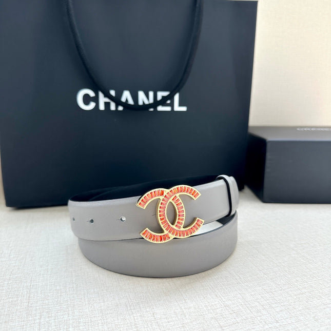 CHANEL 25S BELT 30 MM IN GREY CALFSKIN 616964