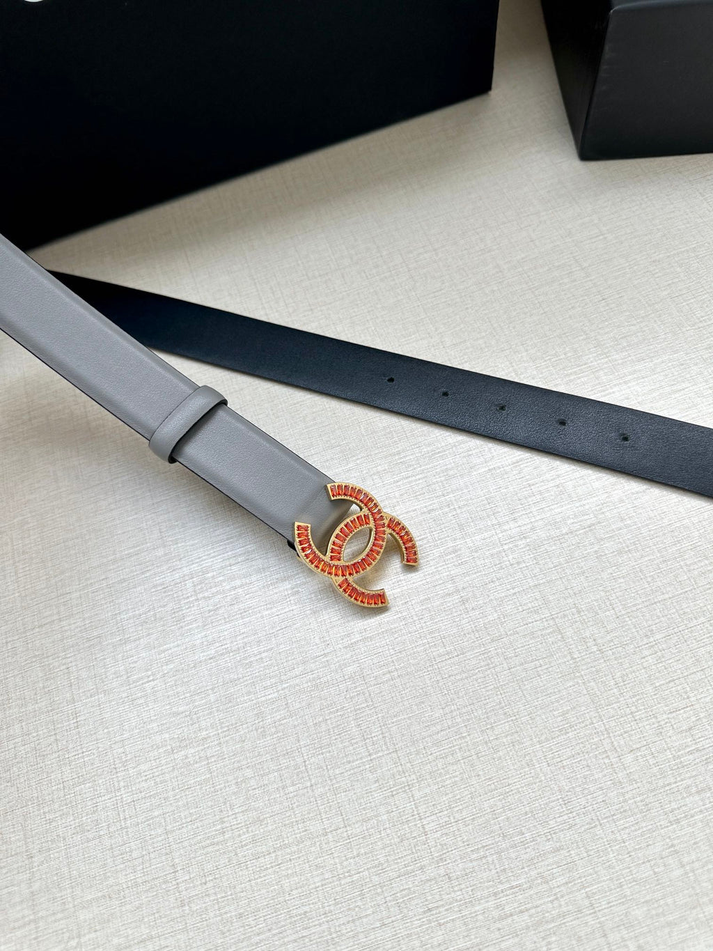 CHANEL 25S BELT 30 MM IN GREY CALFSKIN 616964