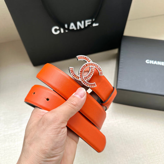 CHANEL 25S BELT 30 MM IN ORANGE CALFSKIN 616965