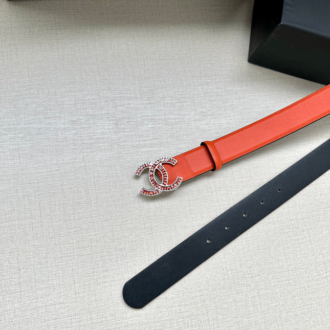 CHANEL 25S BELT 30 MM IN ORANGE CALFSKIN 616965