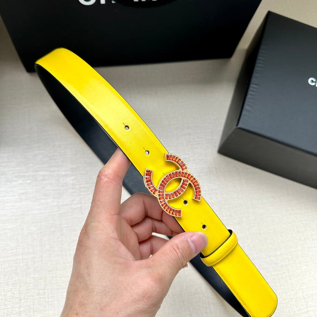 CHANEL 25S BELT 30 MM IN YELLOW CALFSKIN 616967