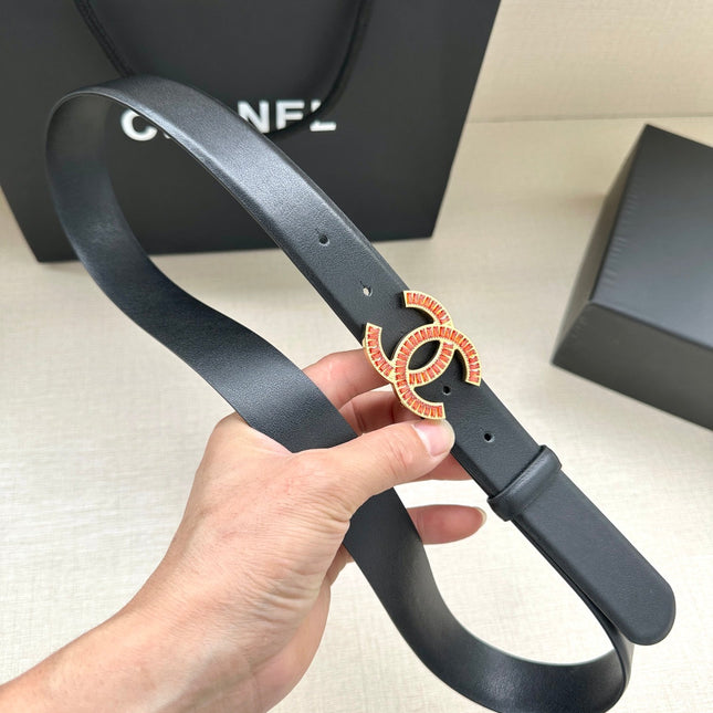 CHANEL 25S BELT 30 MM IN BLACK CALFSKIN 616968