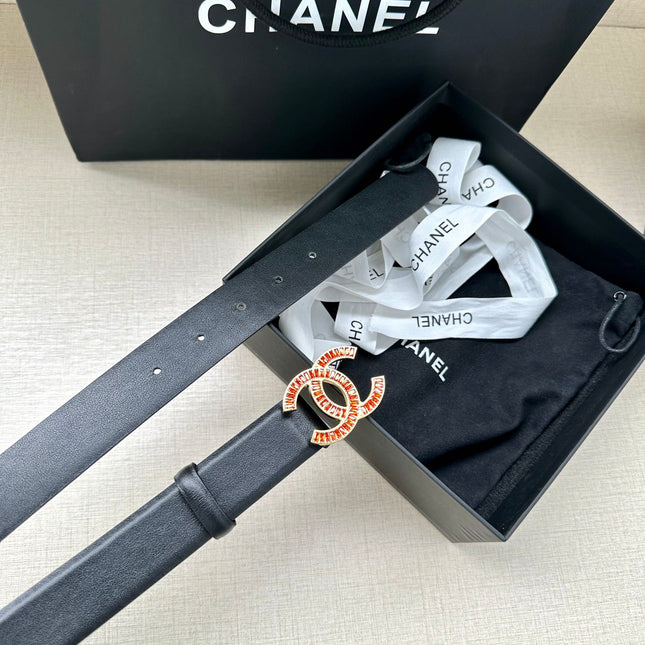 CHANEL 25S BELT 30 MM IN BLACK CALFSKIN 616968