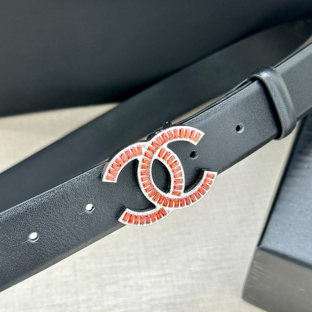 CHANEL 25S BELT 30 MM IN BLACK CALFSKIN 616968