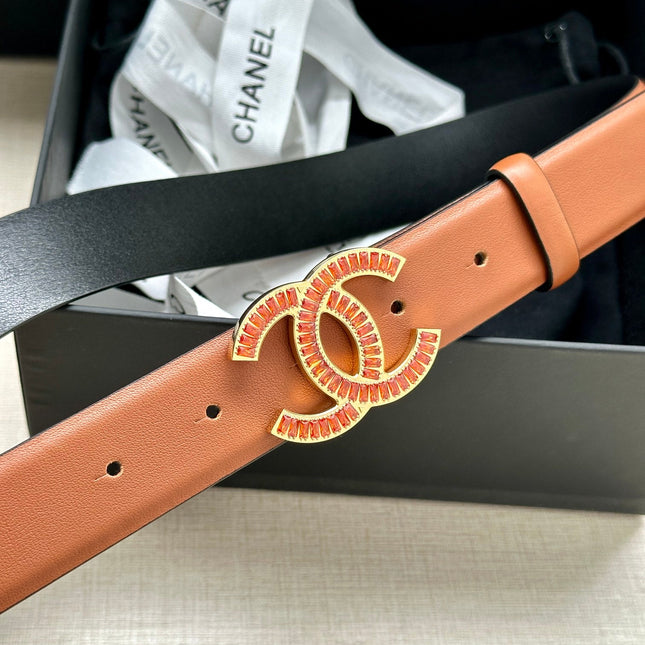 CHANEL 25S BELT 30 MM IN BROWN CALFSKIN 616969