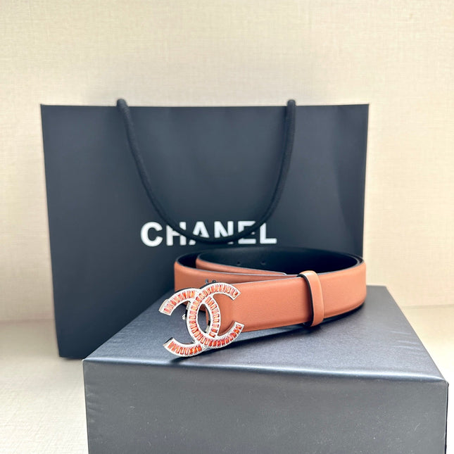CHANEL 25S BELT 30 MM IN BROWN CALFSKIN 616969