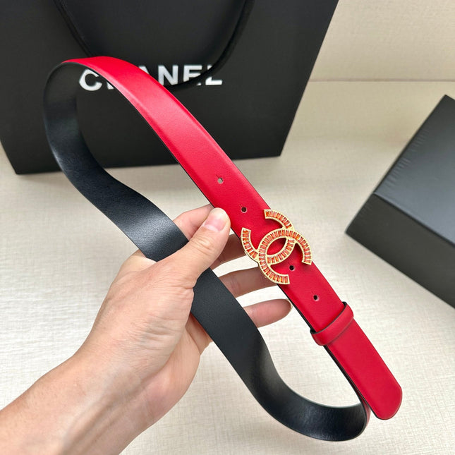 CHANEL 25S BELT 30 MM IN RED CALFSKIN 616970