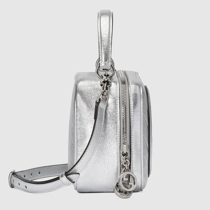 GUCCI 26S TOP HANDLE BAG 17 IN SILVER CALFSKIN