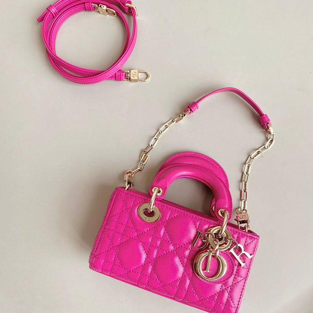 MINI D-JOY BAG 17 IN HOT PINK LAMBSKIN