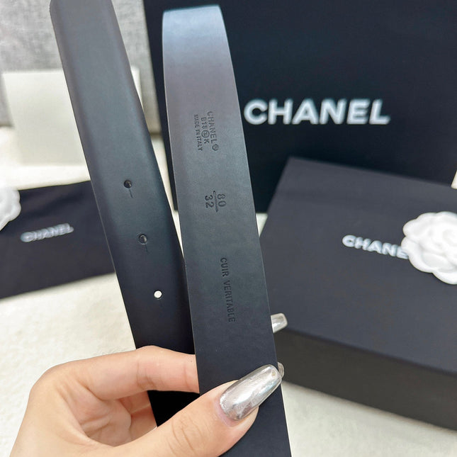 CHANEL 26S BELT 30 MM IN BLACK CALFSKIN 669345