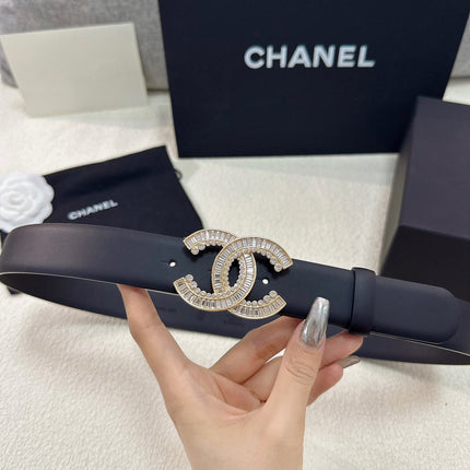 CHANEL 26S BELT 30 MM IN BLACK CALFSKIN 669347