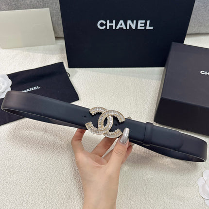 CHANEL 26S BELT 30 MM IN BLACK CALFSKIN 669347