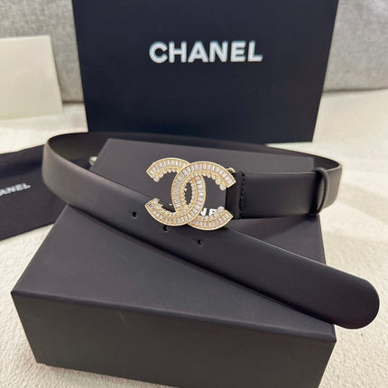 CHANEL 26S BELT 30 MM IN BLACK CALFSKIN 669347