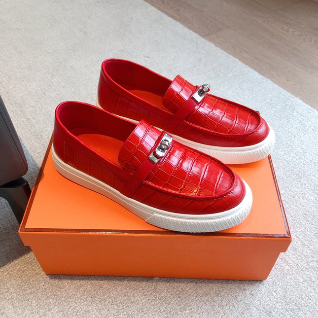 HM GAME SLIP-ON CROCODILE MOTIF SNEAKER RED CALFSKIN
