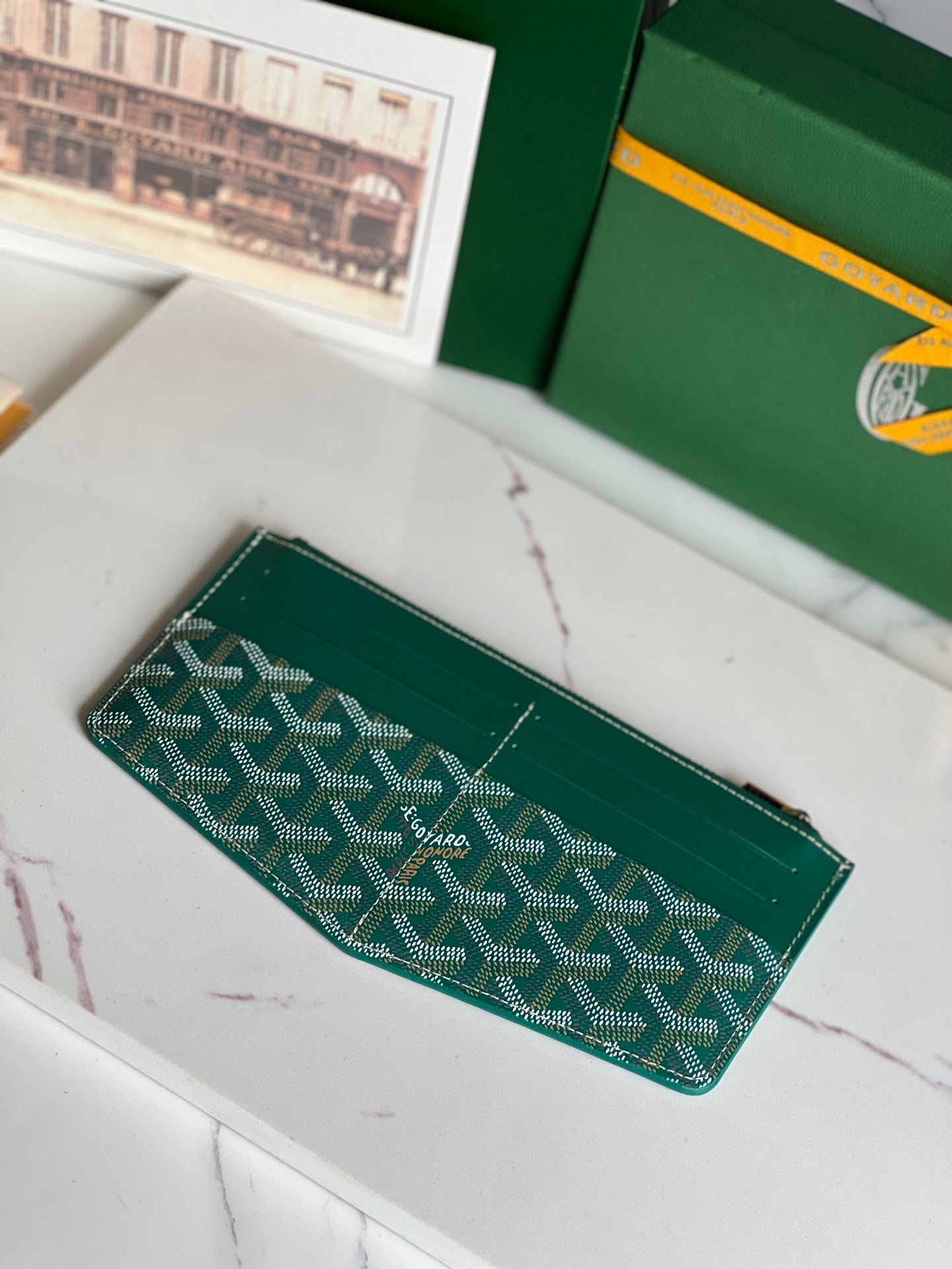 INSERT LOUISE 21 IN GREEN GOYARDINE CANVAS