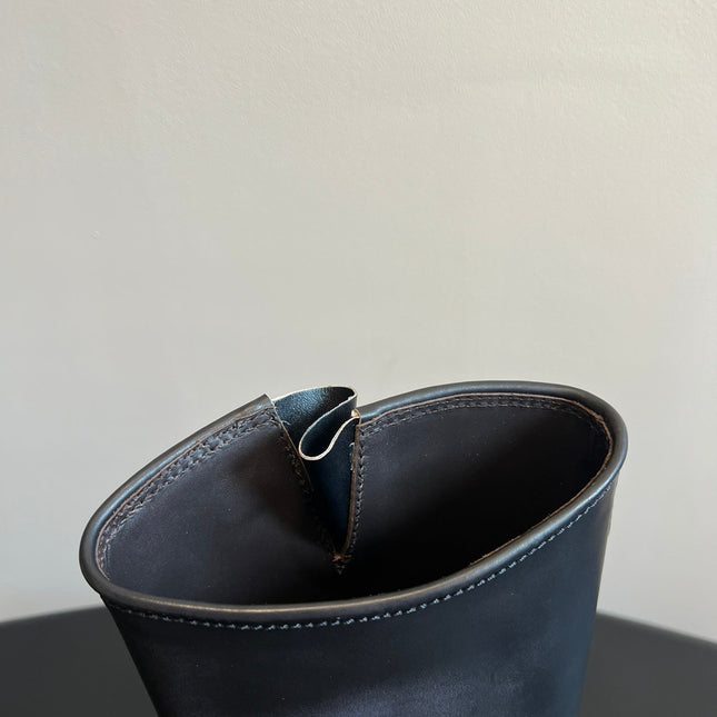MIUMIU 26S KNEE-HIGH BOOTS IN BLACK CALFSKIN SILVER HARDWARE