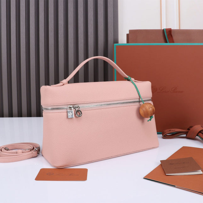 EXTRA BAG L27 IN BLUSH PINK GRAINED CALFSKIN WITH SILVER  HARDWARE