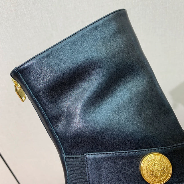 BALMAIN 26S BOOT 105 MM IN BLACK CALFSKIN WITH GOLD HARDWARE STYLE 2