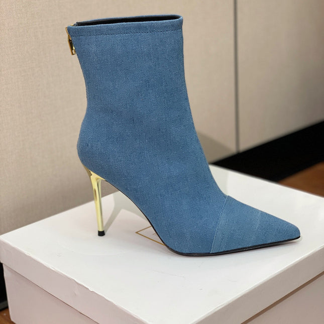 BALMAIN 26S BOOT 105 MM IN BLUE DENIM