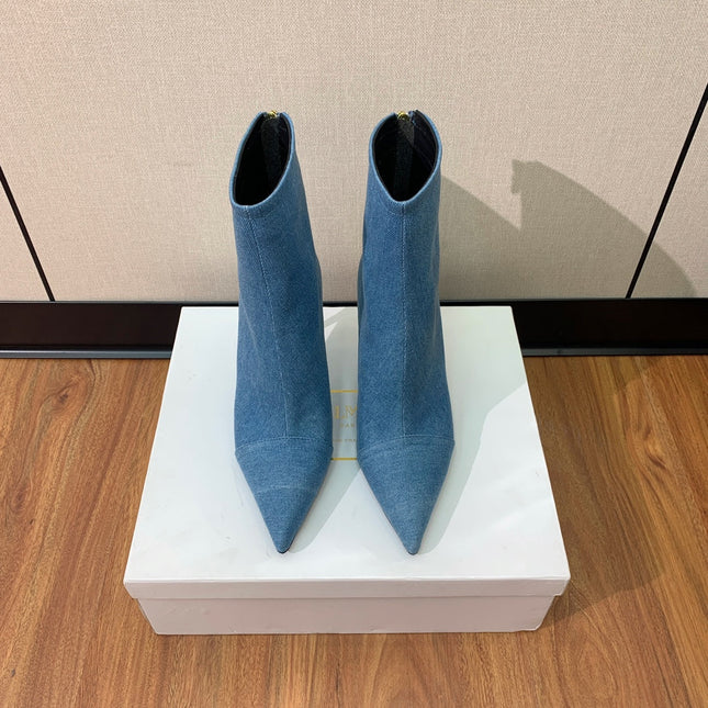 BALMAIN 26S BOOT 105 MM IN BLUE DENIM