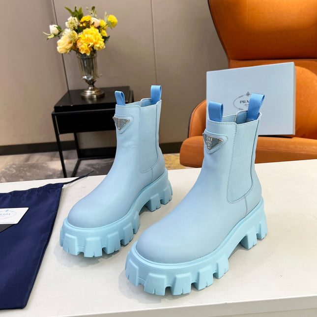 PRA MONOLITH BRUSHED BOOTIES 55 SKY CALFSKIN