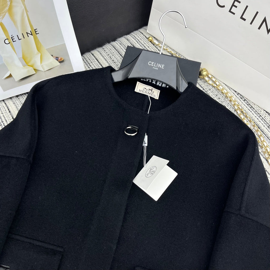 HERMES 25S SHORT REVERSIBLE CASHMERE COAT 254
