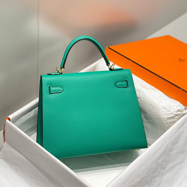 KELLY 25CM IN VERT VERTIGO EPSOM CALFSKIN GOLD HARDWARE