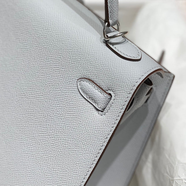 KELLY 25CM IN GRIS PERLE EPSOM CALFSKIN PALLADIUM HARDWARE