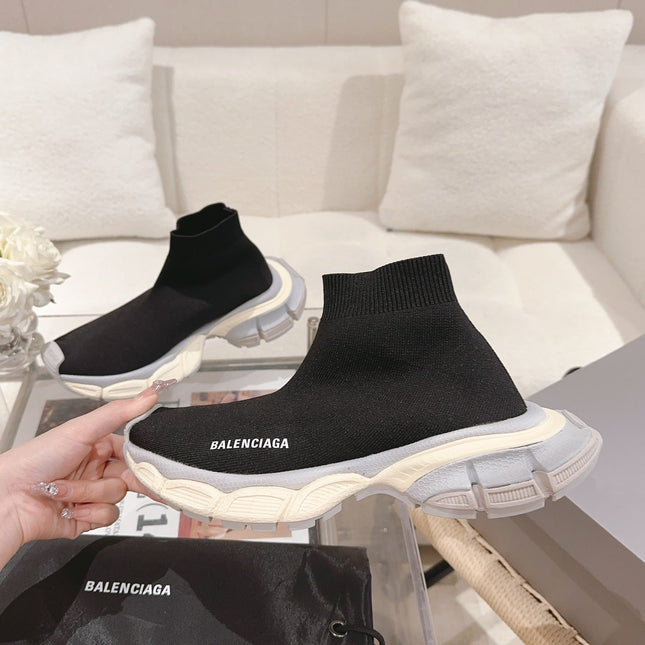 BALENCIAGA 25S SPEED TRAINER SNEAKERS 55 MM IN BLACK KNIT STYLE 4