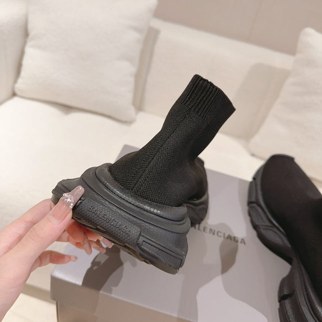 BALENCIAGA 25S SPEED TRAINER SNEAKERS 55 MM IN BLACK KNIT STYLE 2