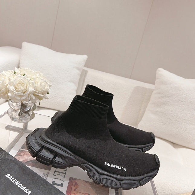 BALENCIAGA 25S SPEED TRAINER SNEAKERS 55 MM IN BLACK KNIT STYLE 2