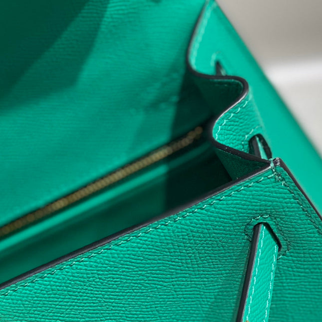 KELLY 28CM IN VERT VERTIGO EPSOM CALFSKIN GOLD HARDWARE